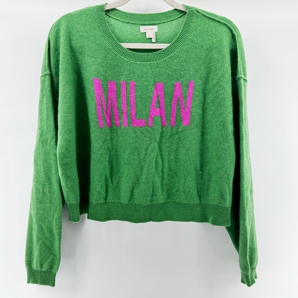 Anthropologie Pilcro The Alani Cashmere Crop crewneck Sweater "MILAN" Green SzL - Picture 7 of 9